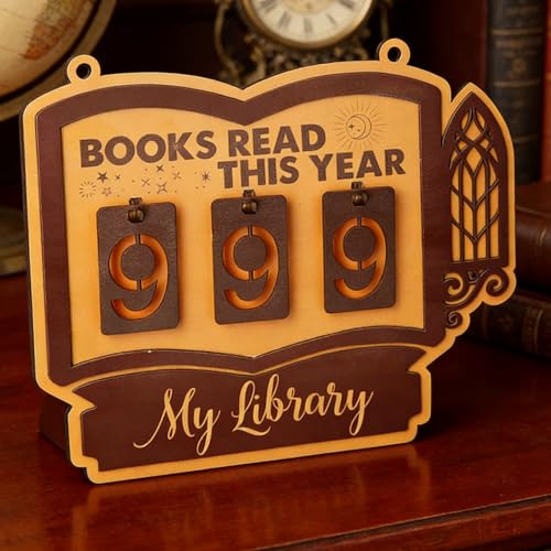 Contador de libros leídos de madera y decoración colgable para librería 3