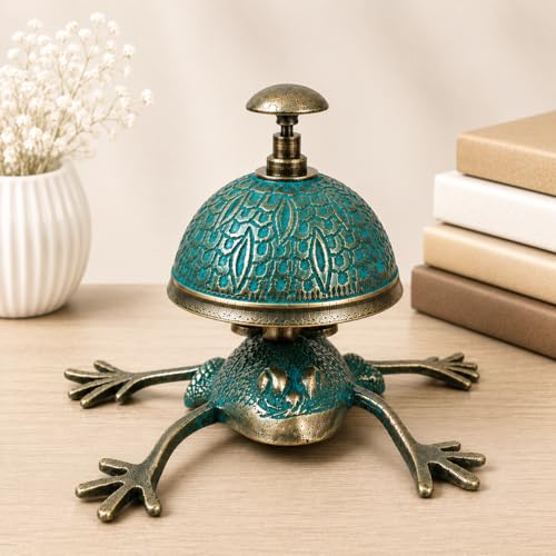 Antique Brass Desk Bell – Vintage Jumping Frog Design Counter