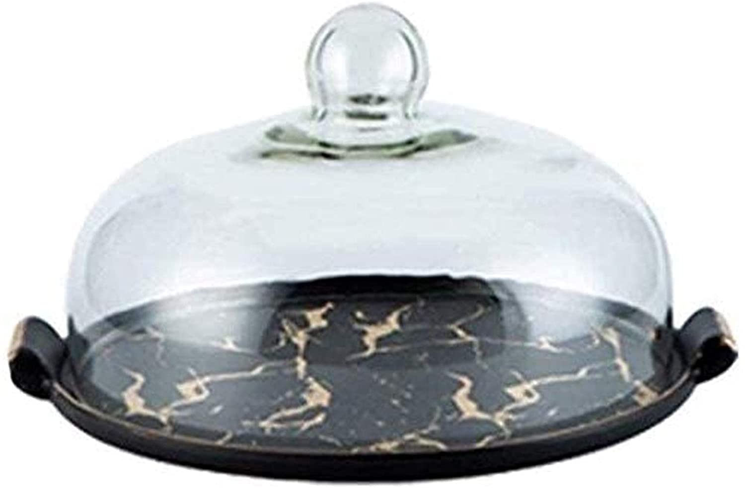 XYIANG Dome Cake Stand Cake Pan, Home Multifunctional Display Board Fruit Pastry Dessert Display Stand Ceramic Tray Dessert Stand Cake Stand,Can Be Used for Wedding Dinner (Black 30.4*30.4*25.7CM)