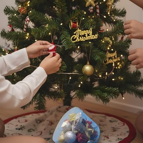 Image of Crackles Christmas Decoration Gift Set (15 Pcs) | Mixed Ornament Combo with Balls, Gifts & Santa | Festive Christmas Tree Decoration Kit for Home, Office & Party Decor