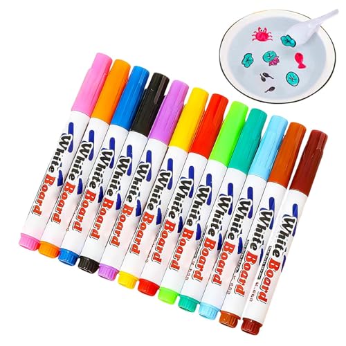 Bolígrafo Mágico De Pintura Al Agua Para Niños, 12 Colores, Bolígrafos Flotantes De Pintura Al Agua Con 1 Cuchara, Marcadores De Pizarra Borrables De Acuarela, Divertidos Marcadores De Dibujo