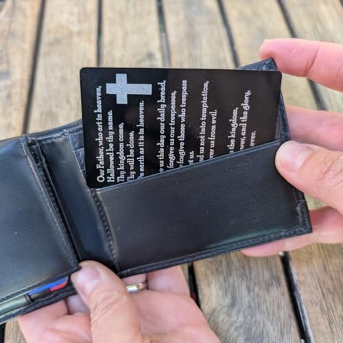 Our Father Who Art In Heaven Hallowed Be Thy Name Wallet Card, Lord's Prayer Engraved Metal Wallet Insert Card, Family Religious Bible Verse3