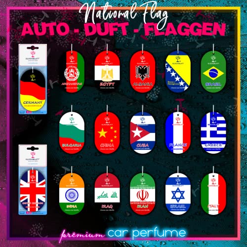 GLÜCKSBLATT Premium Autoparfüm Flagge KASACHSTAN - Luftreiniger - Hängendes Papier - ENERGY - Blau