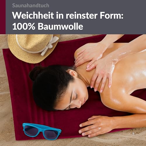 Lashuma Badetuch groß 100x200 cm Kirschrot – Extra Weiches & Saugfähiges Sauna Handtuch für Frauen & Männer, Hochwertige Baumwolle, Pflegeleicht & Strapazierfähig