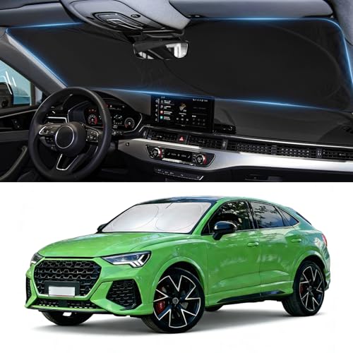 Image of Sun Shade for Audi Q3 2013-2018 Windshield Sunshade Sun Visor | Custom fit Q3 Accessories Foldable Front Window Cover Retractable Protector Keep Interior Cool UV Blocker