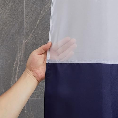 Miniatura 10 de Cortina de ducha extra larga sin gancho, 84 pulgadas de largo, cortinas de ducha lavables de tela de poliéster para baño con ventana transparente,