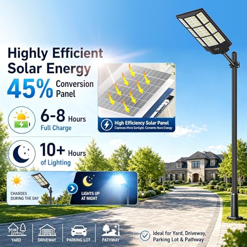 OKPRO 15000W Solar Street Lights, Solar Lights Outdoor IP66 Waterproof by OKPRO - Used condition - Image 3