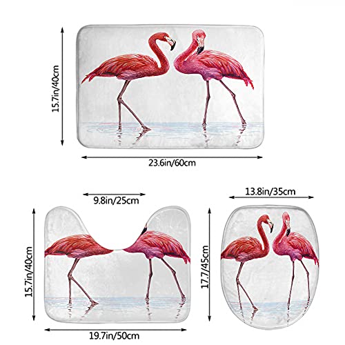 AOYEGO Flamingo-Badematte mit tropischen Vögeln, Flamingos, steht im Fluss, See, Wasser mit rosa Federn, langen Beinen… – Bild 5