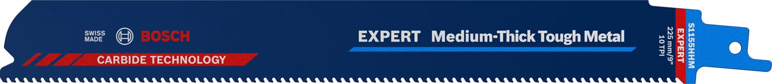 Bosch Bosch Professional 1x Expert ‘Medium-Thick Tough Metal’ S 1155 HHM Reciprocating Saw Blade (for Tough steel, Stainless steel she