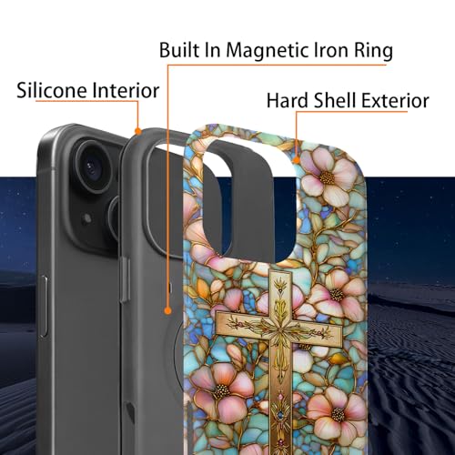 Coque iPhone 14 Plus antichoc double couche rigide mosaïque fleurs verre teinté