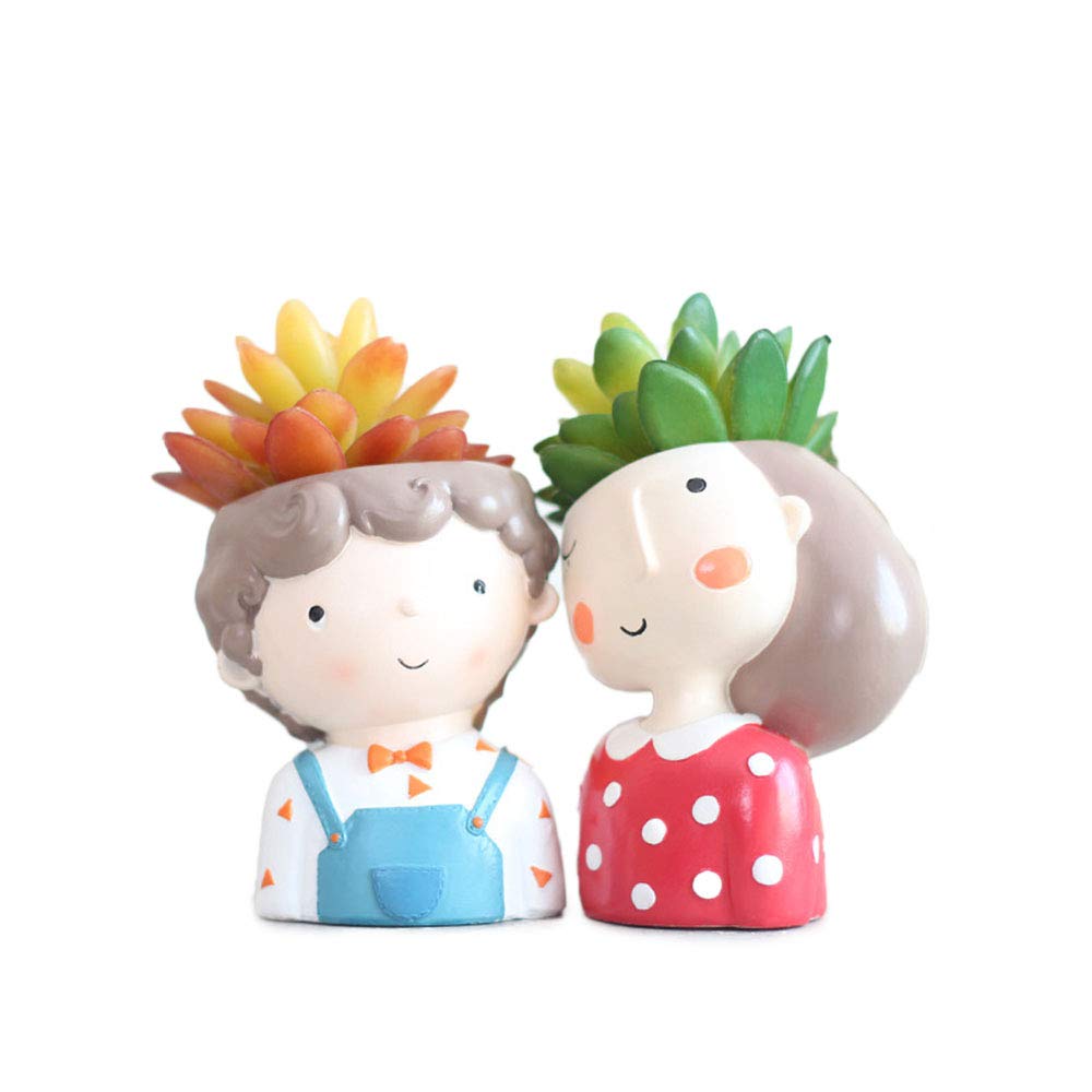 Guuchuu Resin Boys and Girl Succulent Planter Pot, Assorted, 2 Pc (B08TV1424C) Amazon Price History, Amazon Price Tracker