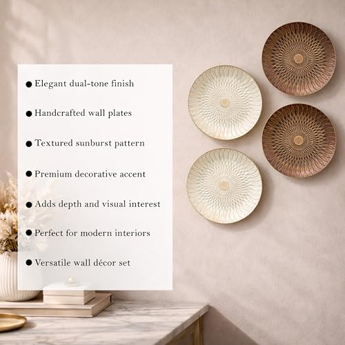 Image of Art Street Set of 4 MDF Decorative,Wall Hanging Plates for Home,Living Room,Hotel Bedroom And Office Decor Show Pieces, Mothers Day Gift, (Grey & White, Size 8 x 8 Inch)