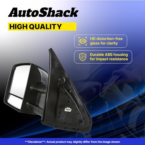 AutoShack Side View Mirror Power Heated Chrome | Replacement for 2007-2014 Chevrolet Suburban 1500 2007-2013 Chevrolet Suburban 2500 | Passenger Side | 1-PC