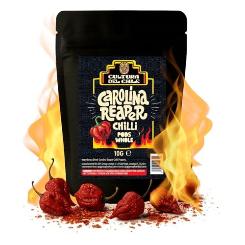Ganze getrocknete Carolina Reaper Schoten 10 g von Cultura Del Chile | Die schärfste Chili der Welt (verifiziert bis zu 2 2 Millionen SHU) | Premium-Chili für Hot-Sauce-Rezepte