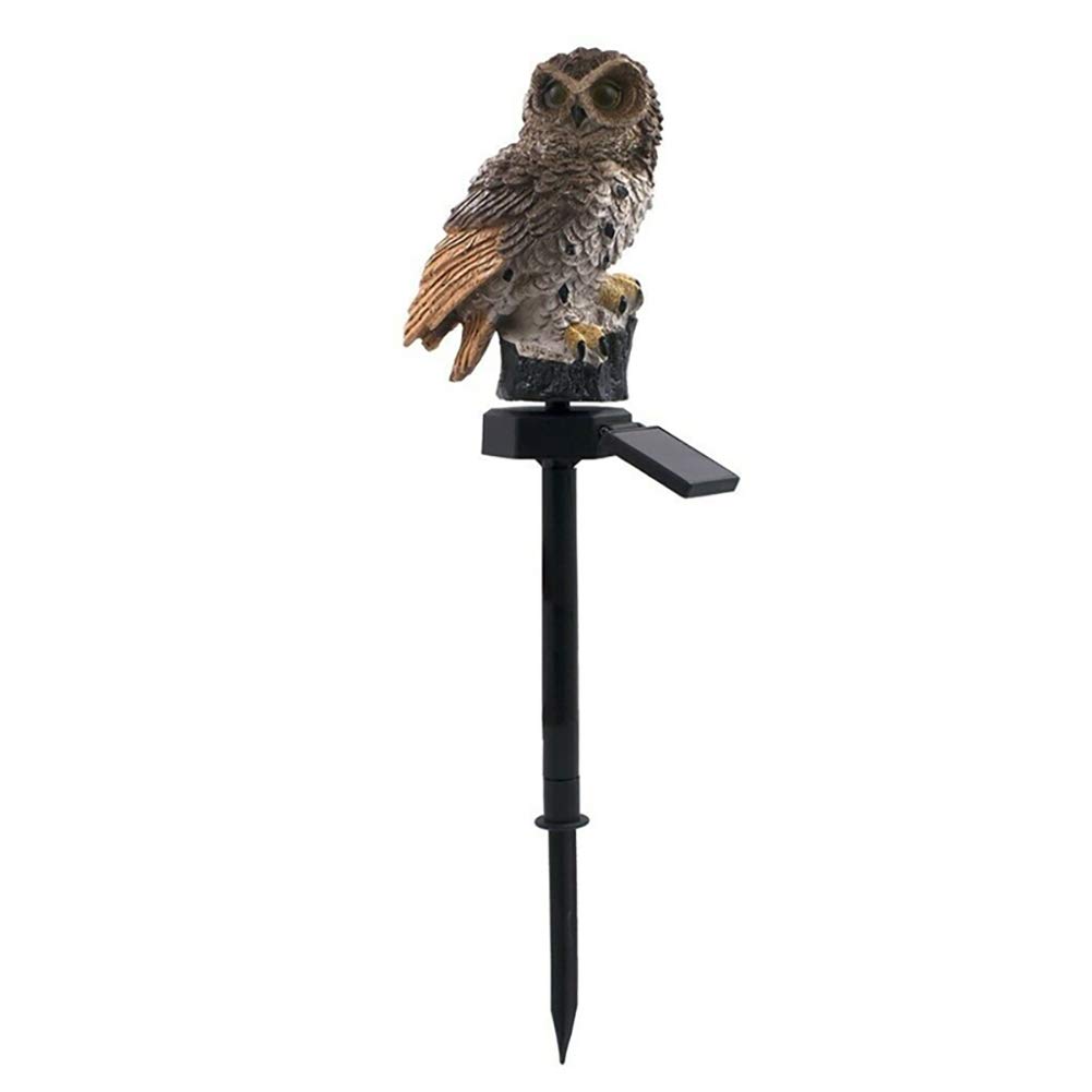 Garden Sculptures Outdoor Yard night decorations Resin Owl Bird Shape waterproof solar Lamp 60cm