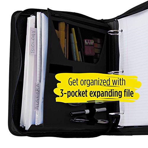 Five Star 1-1/2 Inch Zipper Binder, 3 Ring Binder, 3-Pocket Expanding File, Durable, Color Selected For You (28012) #TOP2