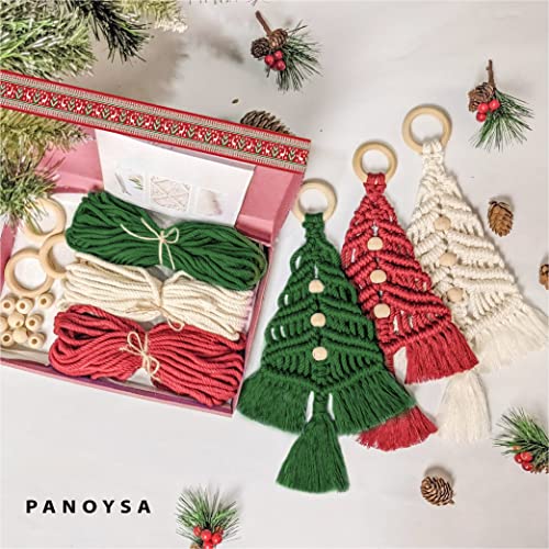3 In 1 Macrame Kit Adult Beginner: 3 Diy Christmas Macrame Tree, Crafts For Adults, Macrame Cord 3Mm, Boho Christmas Decor, Macrame Kits For Adults With Written Instructions And Video Tutorials #TOP1