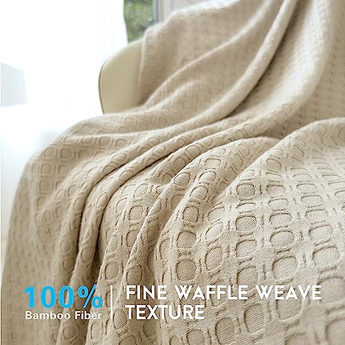 Image of AmyHomie Cooling Waffle Blanket King Size, 100% Rayon Derived from Bamboo