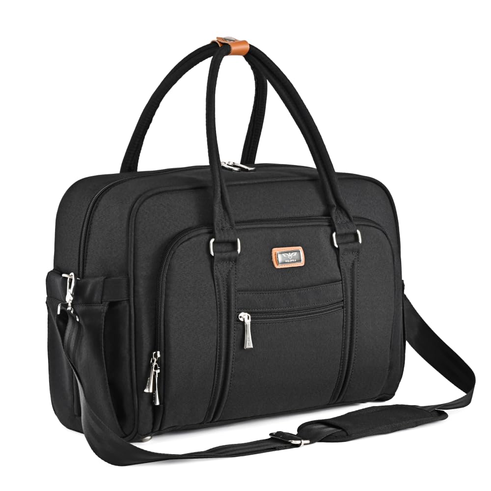 Welavila Baby Changing Bag, Nappy Diaper Bags for Mom and Dad with Changing Pad & Insulated Pockets (Black)