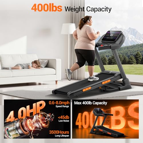 Image of CURSOR Treadmills for Home with 20% /25% Incline, 350lb /400lb Capacity & 8.0 /8.7 /9.5MPH Folding Treadmill 3.5HP /4.0HP Brushless, Widen Running Area & Shock Absorption for Running /Walking
