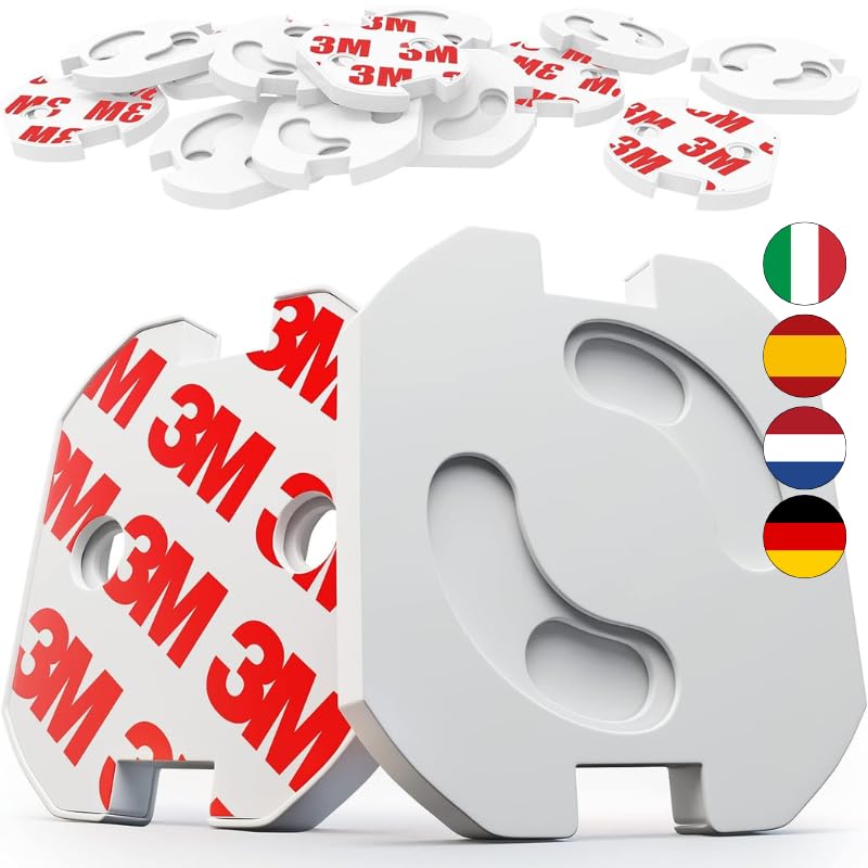 HOMYBABY® [x20] Protector Enchufes para Bebes CERTIFICADO + REGALO EBOOK - Mecanismo de Giro + Adhesivo 3M - Kit Seguridad Infantil Hogar - Tapa Enchufes Bebe - Cubre Enchufes