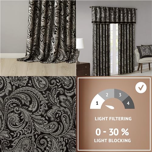 Madison Park Aubrey 2 Panel Curtain Faux Silk Paisley Jacquard, Rod Pocket Curtain for Living Room Kitchen - Image 4