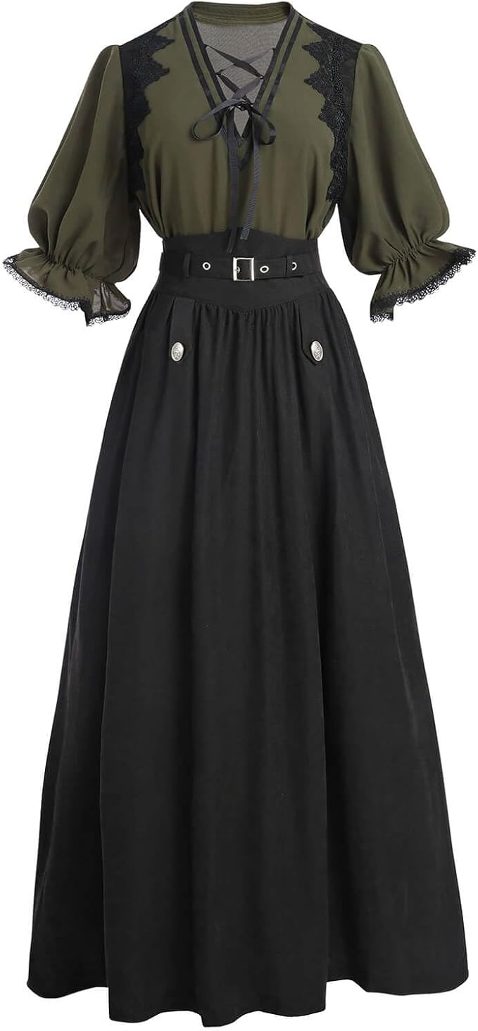 Nuoqi Short-Sleeve Victorian Edwardian Dress