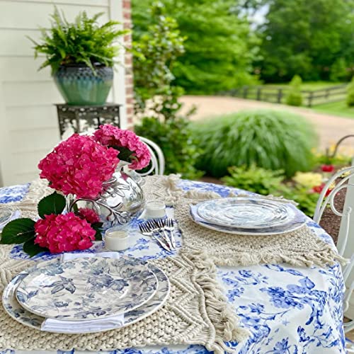 SnugLife Macrame Placemats Set of 6 - Handmade Cotton Woven Boho Placemats - Modern Farmhouse Fringe Placemats for Dining Table, Kitchen, Bohemian Wedding Décor, Rustic Natural Off White, 12”x20”