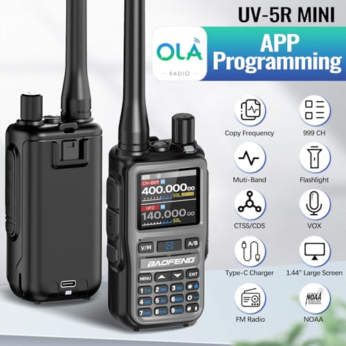 Image of Baofeng Radio UV-5R Mini Ham Radio Long Range Handheld Two Way Radio NOAA Weather Radio Rechargeable Walkie Talkies Dual PTT APP Programming Copy Frequency 999CH with USB-C Charging Survival Radio