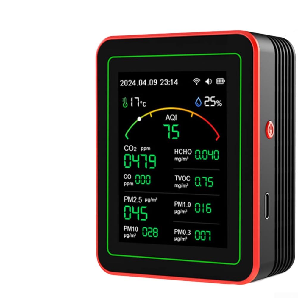 HpLive 15-in-1 Luftqualitätsmonitor, Smart Luftqualitätsmessgerät Echtzeit-Überwachung für Zuhause und Büro, mit AQI, HCHO, PM-Messung(Schwarz)