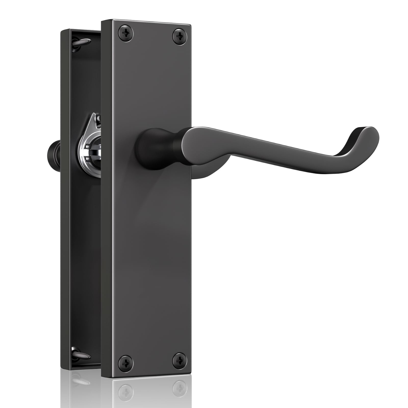 Bwintech 1 Sets Matt Black Victorian Lever on Plate, Latch Furniture, Backplate Door Handles,Suitable for Wooden Doors — image 1