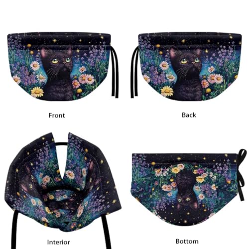 Image of Xoenoiee Black Cat Whimsical Night Garden Print Tea Cozy Tea Pot Cover Insulation Tea Cosy Teapot Dust Cover Teapot Warmer for Home Kitchen Teapot Covers