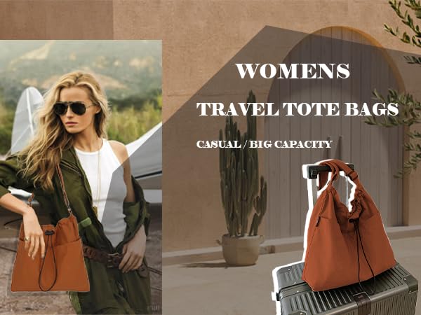 Image of GRINKO Carryall Tote Bag for Women Crossbody Bags Casual Lightweight Shoulder Bag Nylon Hobo Handbags Beige