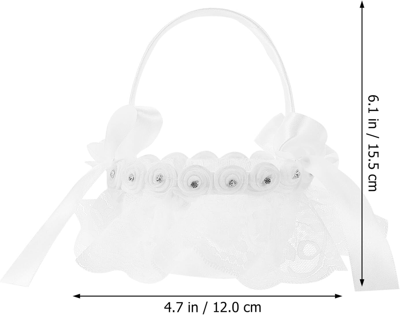 NUOBESTY Flower Girl Basket Handheld Lace Flower Basket for Weddings 2pcs Small Size Wedding Supply Ceremony Decor