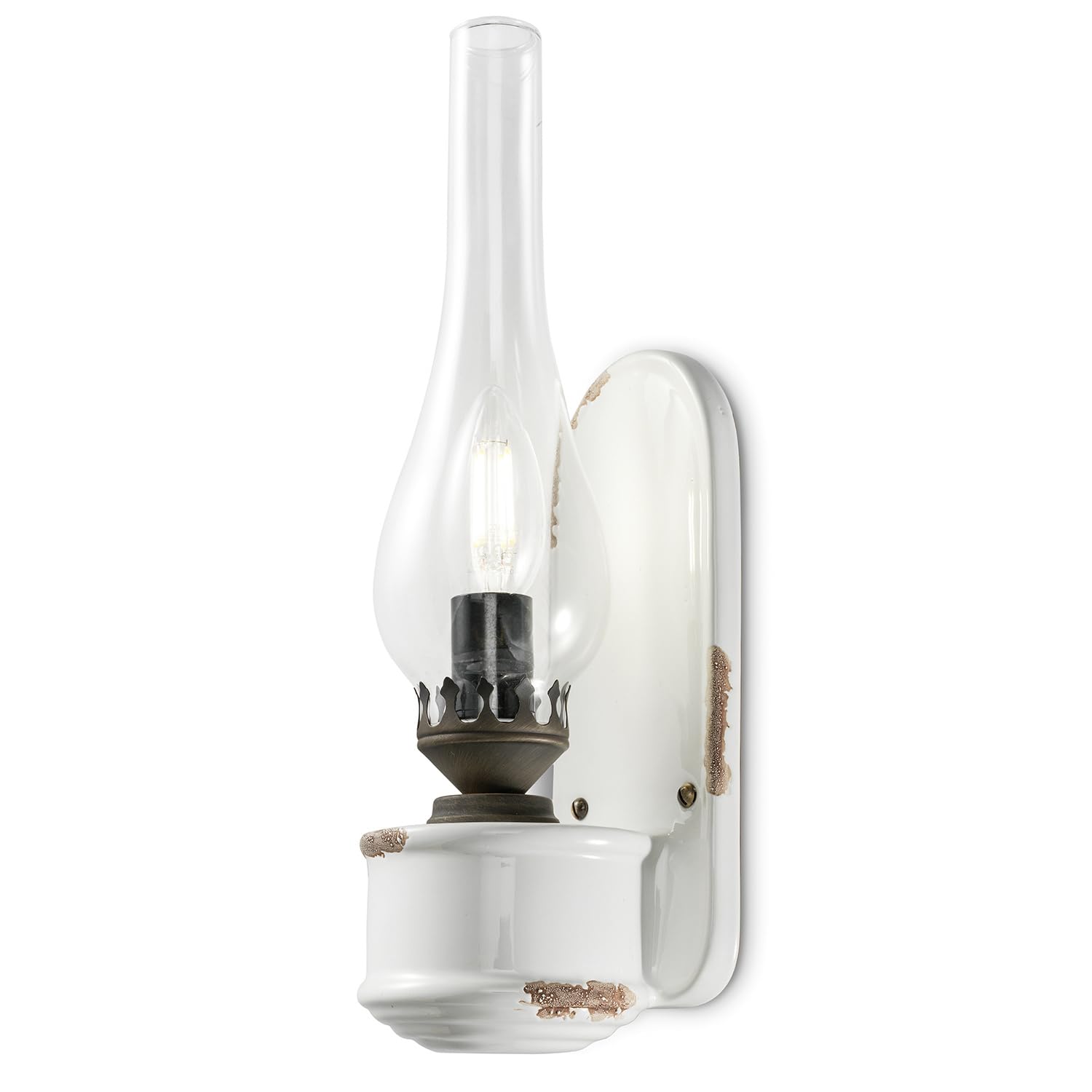 ferroluce lampa ścienna retro ze szkłem canfino E14, biała