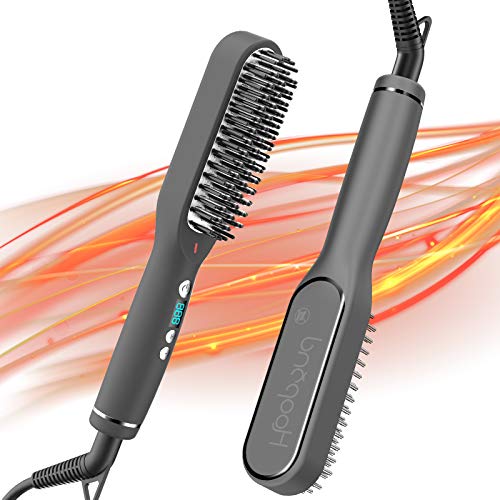Professional Hair Straightener Brush with 5 Heat Level Anti-Scald 30s Ceramic Heating Portable Hot-air Brush Comb Auto Off Function for Hair Straighten Styling in Home Travel(Gray) Professional Hair Straightener Brush with 5 Heat Level Anti-Scald 30s Ceramic Heating Portable Hot-air Brush Comb Auto Off Function for Hair Straighten Styling in Home Travel(Gray)