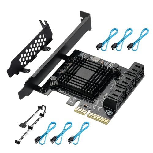 Tarjeta PCIE 2X SATA de 6 Puertos, con 6 Cables y Soporte de