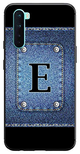 Image of Amazon Brand - Solimo Designer Button Jeans Alphabet-E Printed Soft & Flexible Hybrid Back Case Mobile Cover for OnePlus Nord