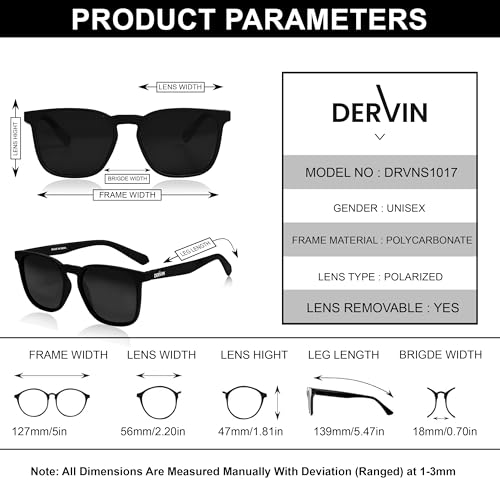 Image of Dervin Square Polarized UV Protected Sunglasses for Men and Women
