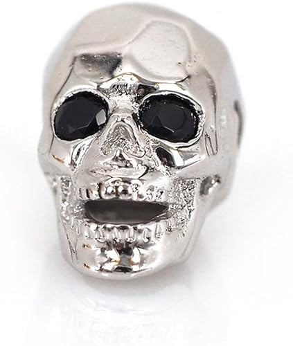 Miniatura 2 de Dijes de calavera para hombres, pulsera original para hacer joyas de 0.315 x 0.512in (10 unidades, plateado)