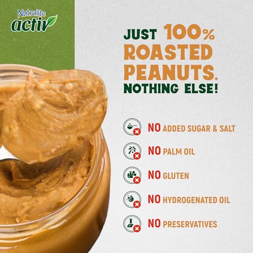 Image of Nutralite Activ Peanut Butter Natural Crunchy | 1kg Jar | 26g Protein per 100g | High Dietary Fibre | No Added Sugar & Salt | Zero Trans-Fat | No Gluten | No Hydrogenated Oil | No Preservatives