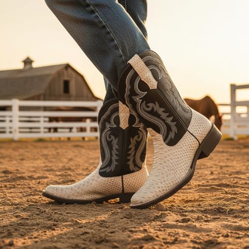 Image of IUV Cowboy Boots for Men Western Boots Square Toe Mid Calf Cowboy Boot