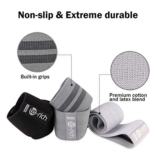 Te-Rich Fabric Resistance Loop Exercise Bands, Cloth Booty Training Bands, Heavy/Non-Slip/Thick Wide Fitness Elastic Circle Band for Legs and Butt/Squat/Glute/Hip/Thigh, Gym Workout Band for Women/Men - Thumbnail 6