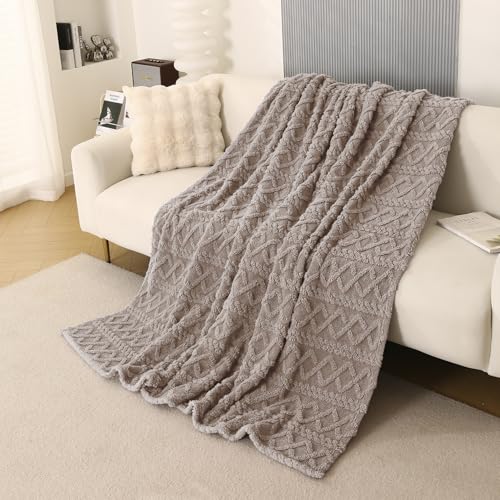 Image of HOKIPO Fleece AC Throw Blanket Double Bed Queen, 200X230 Cm / 6.5X7.5 Feet, Latte Brown (AR-5743-BRN)