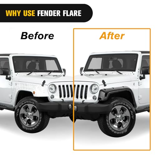 Image of Nilight Fender Flares Kit Fit for Jeep Wrangler TJ 1997-2006 1998 1999 2000 2001 2002 2003 2004 2005 Front&Rear 6 inch Wide Wheel Fender Flares Cover Factory Style Automotive Fender Flare Set, 6Pcs