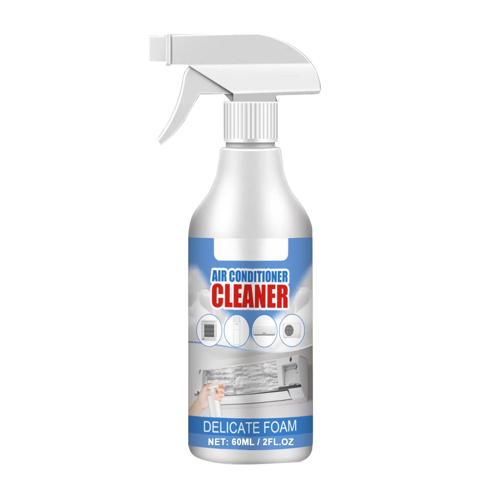 POSICHE Air Conditioner Cleaner - 60ml Household AC Cleaning Foam Spray, Non-Dismantling Deodorizing & Descaling Solution, Maintains Fresh Air Quality, Removes Dirt, Dust, Odors for Home & Office Use