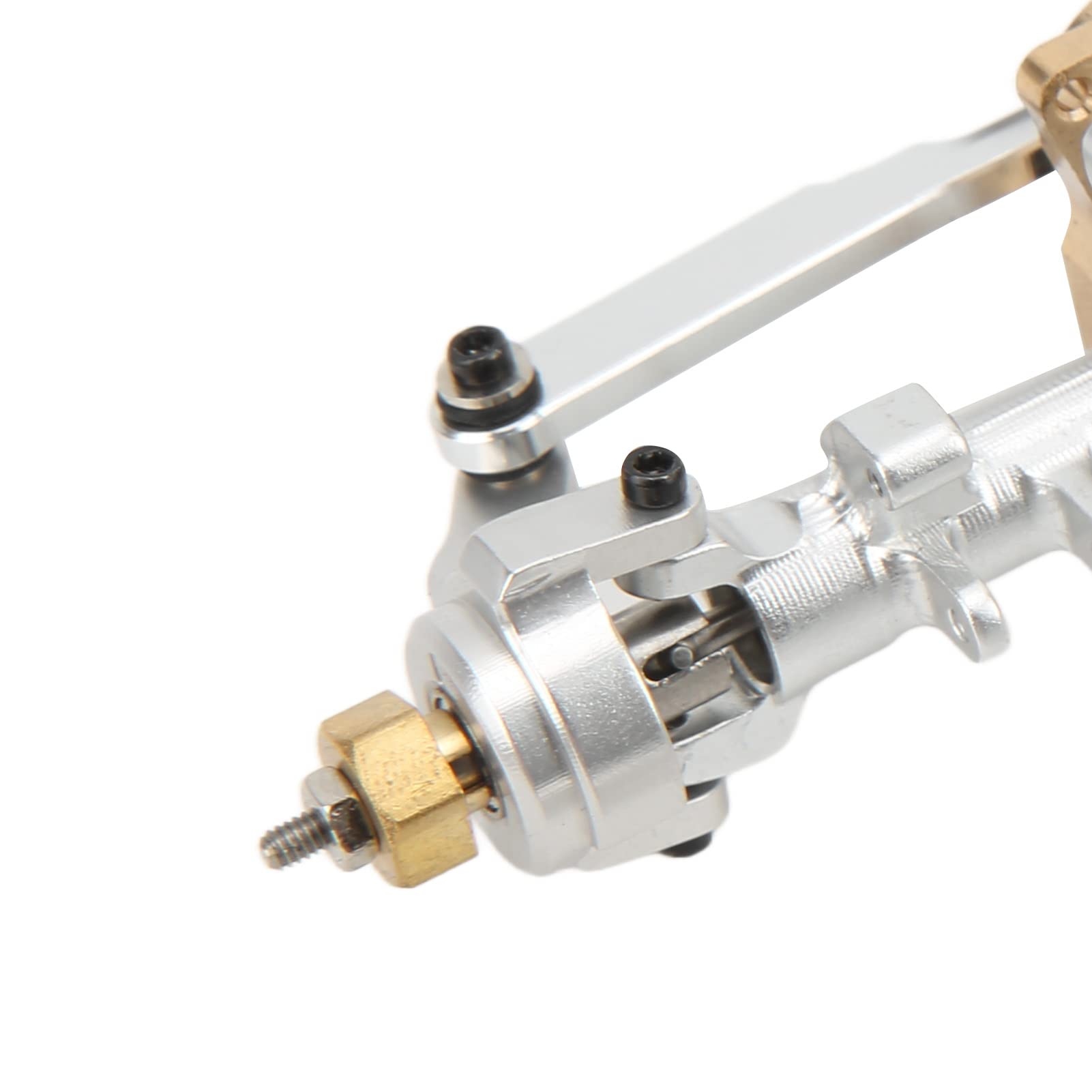 Metalowy zespół Osi Przedniej i Tylnej RC, Części Zamienne ze Stopu Aluminium z Mosiądzu do Samochodu Axial SCX24 1/24 RC, Przednia Tylna oś ze Stopu Aluminium, Akcesoria do Części (SILVER)