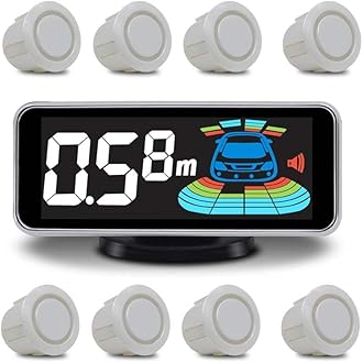 ELSNU Backup Parktronic System Car Auto Vehicle Reverse with 8 Parking Sensors kit Distance Detection LCD Distance Display Sound Warning …
