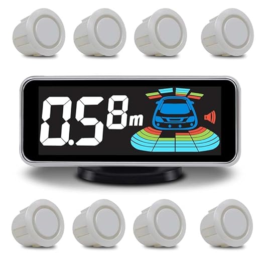 ELSNU Backup Parktronic System Car Auto Vehicle Reverse with 8 Parking Sensors kit Distance Detection LCD Distance Display Sound Warning …