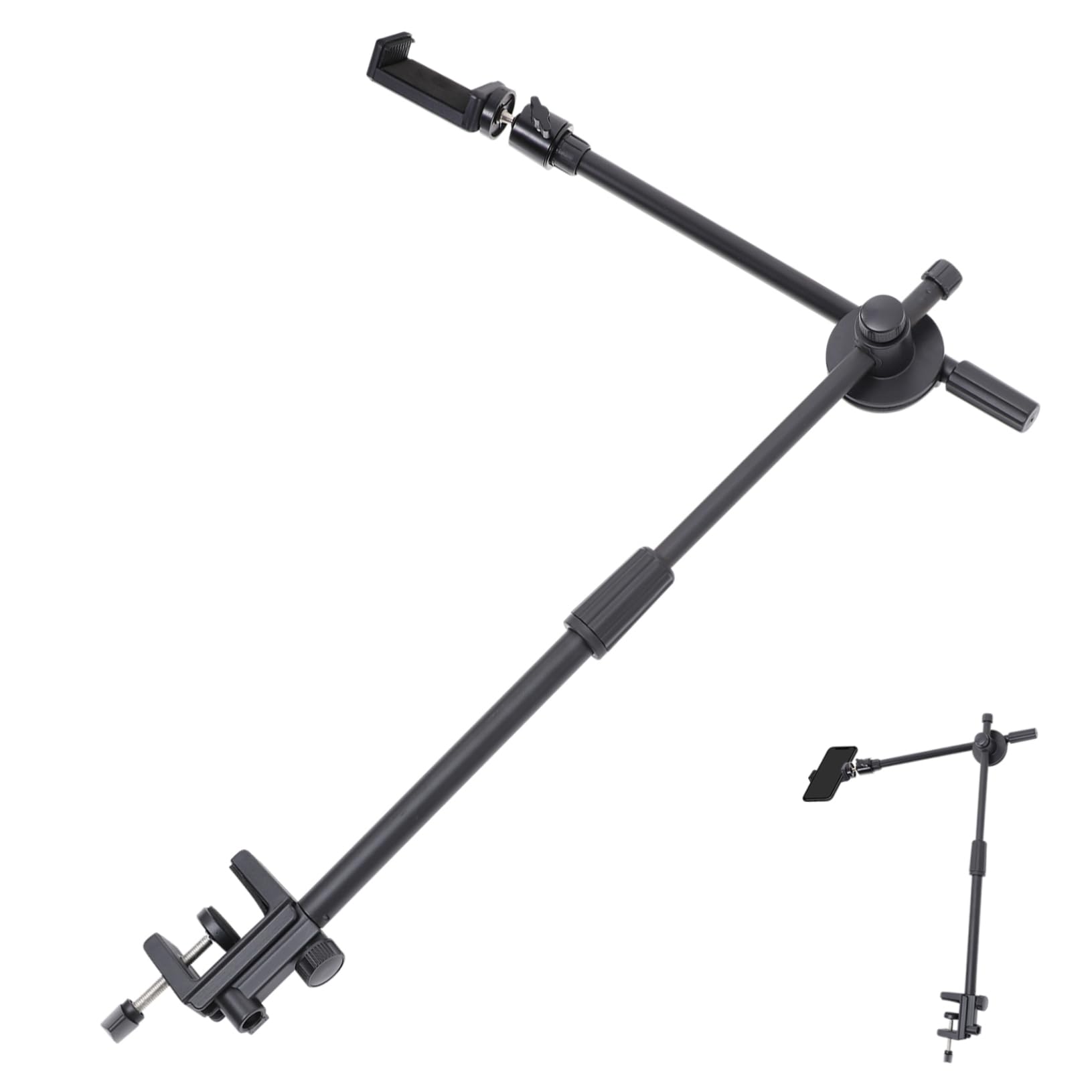 Soporte para Teléfono Celular y Brazo de Suspensión Ajustable 360 Grados Clip Antideslizante de Silicona para Grabación de Vídeo en Escritorio